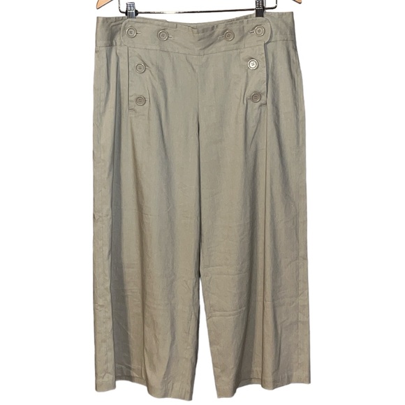 Max Studio Wide Leg Capri Linen Sailor Pant - Picture 1 of 4